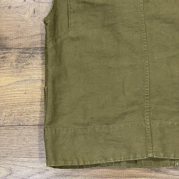Wilfred Free Aritzia Vest Womens Small Linen Blend Military‎ Utility Layer Green - Picture 9 of 11
